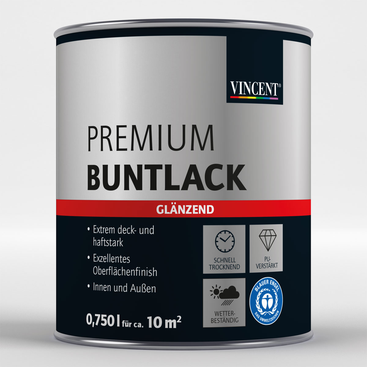 Vincent Premium Buntlack Tiefschwarz glänzend 750 ml
