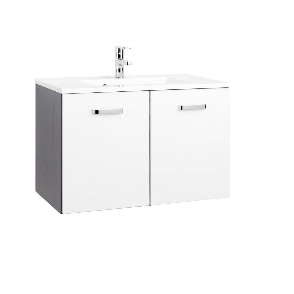 HELD Waschtisch-Set 80 graphitgrau-weiß Hochglanz 2 Türen