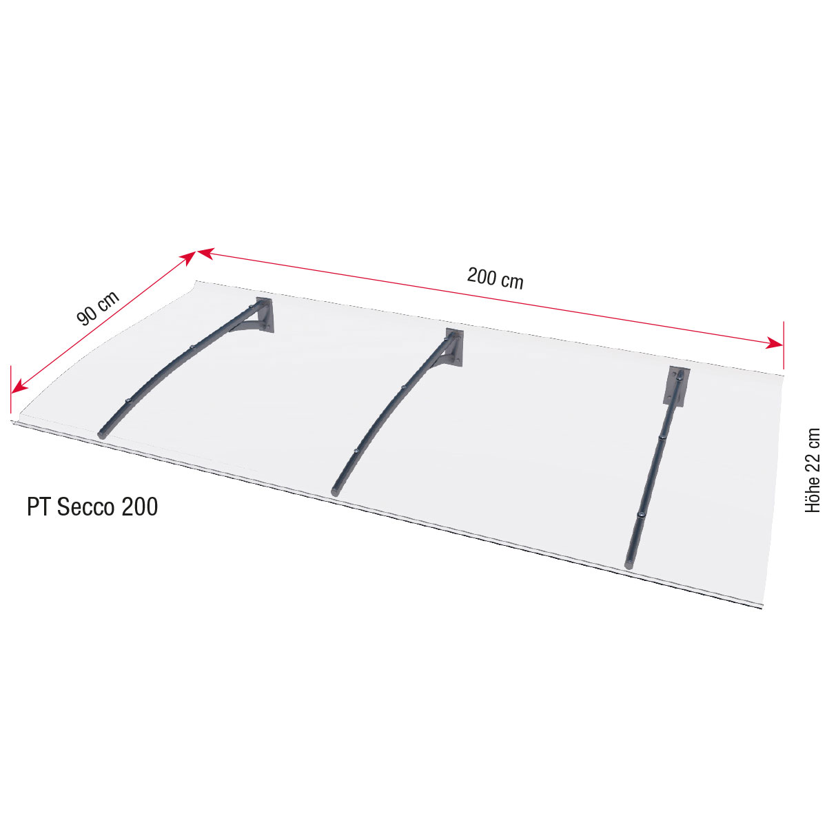 Durabil Pultvordach Typ PT Secco 200 x 90 x 22 cm Bild 2