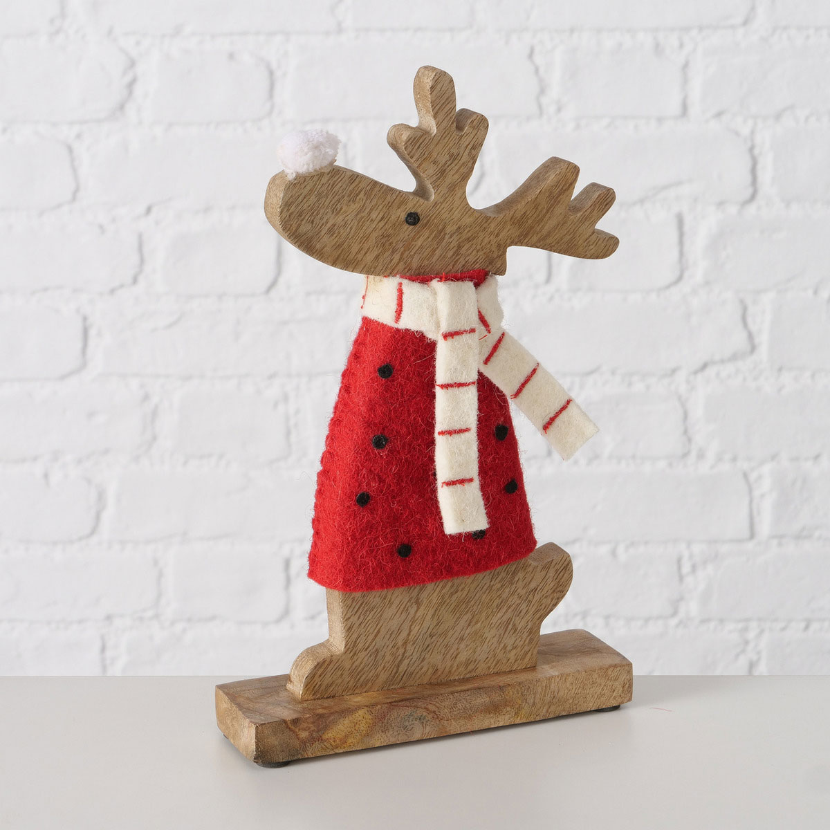 Figur Irschel sortiert Hirsch 15 x 4,5 x 25 cm cremeweiß rot Textil Holz Bild 6