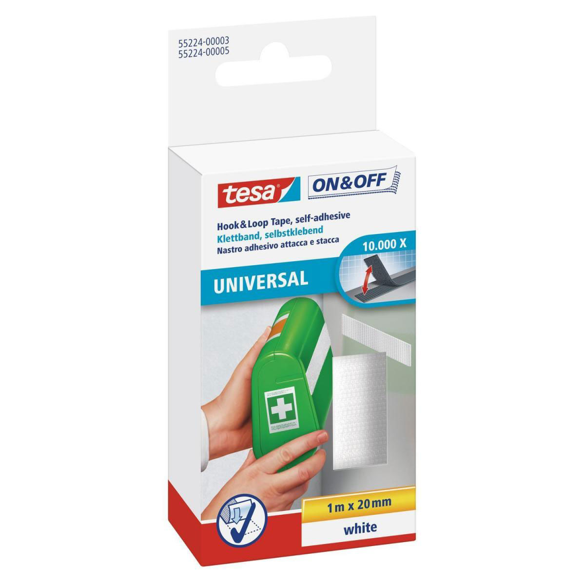 Tesa Klettband zum Aufkleben wei 20 mmx1m