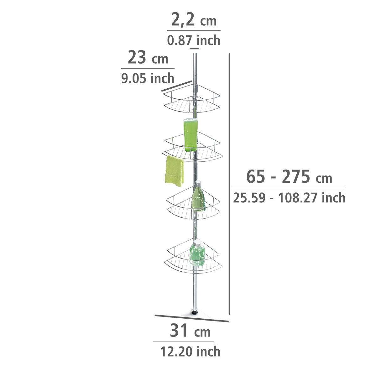 Wenko  Teleskop-Eckregal Dolcedo Edelstahl rostfrei Bild 5
