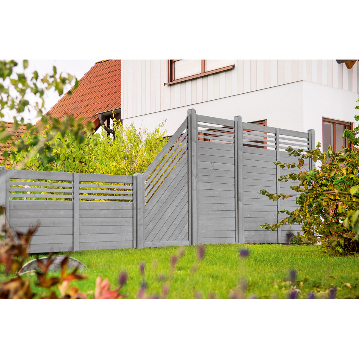 Zaunserie Malmö Abschluss links 90 x 180/90 cm Fichte basaltgrau lasiert Bild 3