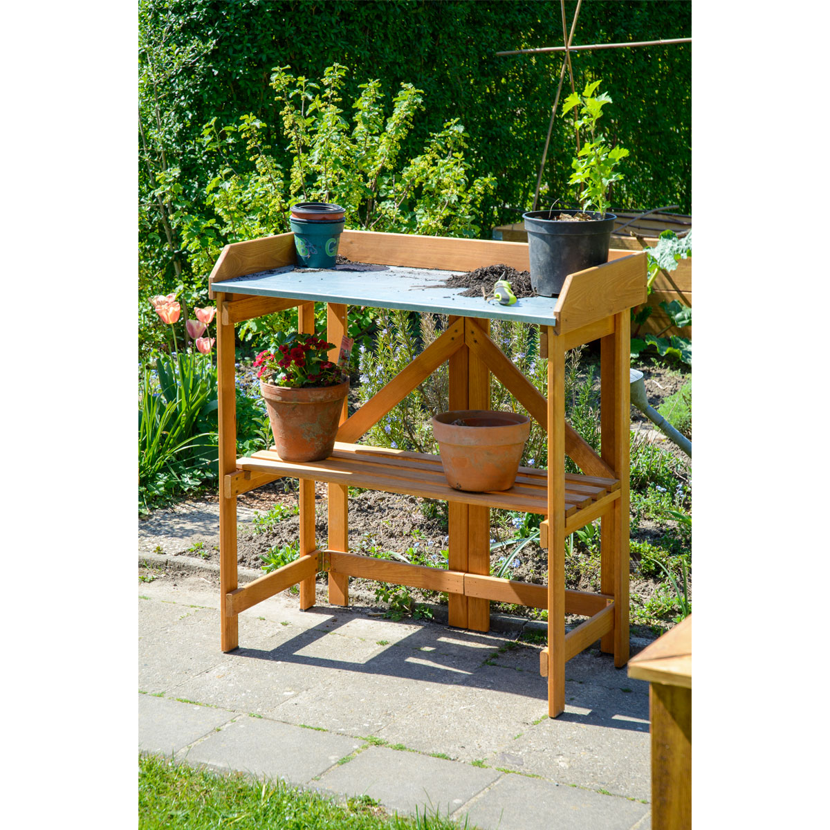 dobar Pflanztisch klappbar 85 x 89 x 44 cm braun Bild 4