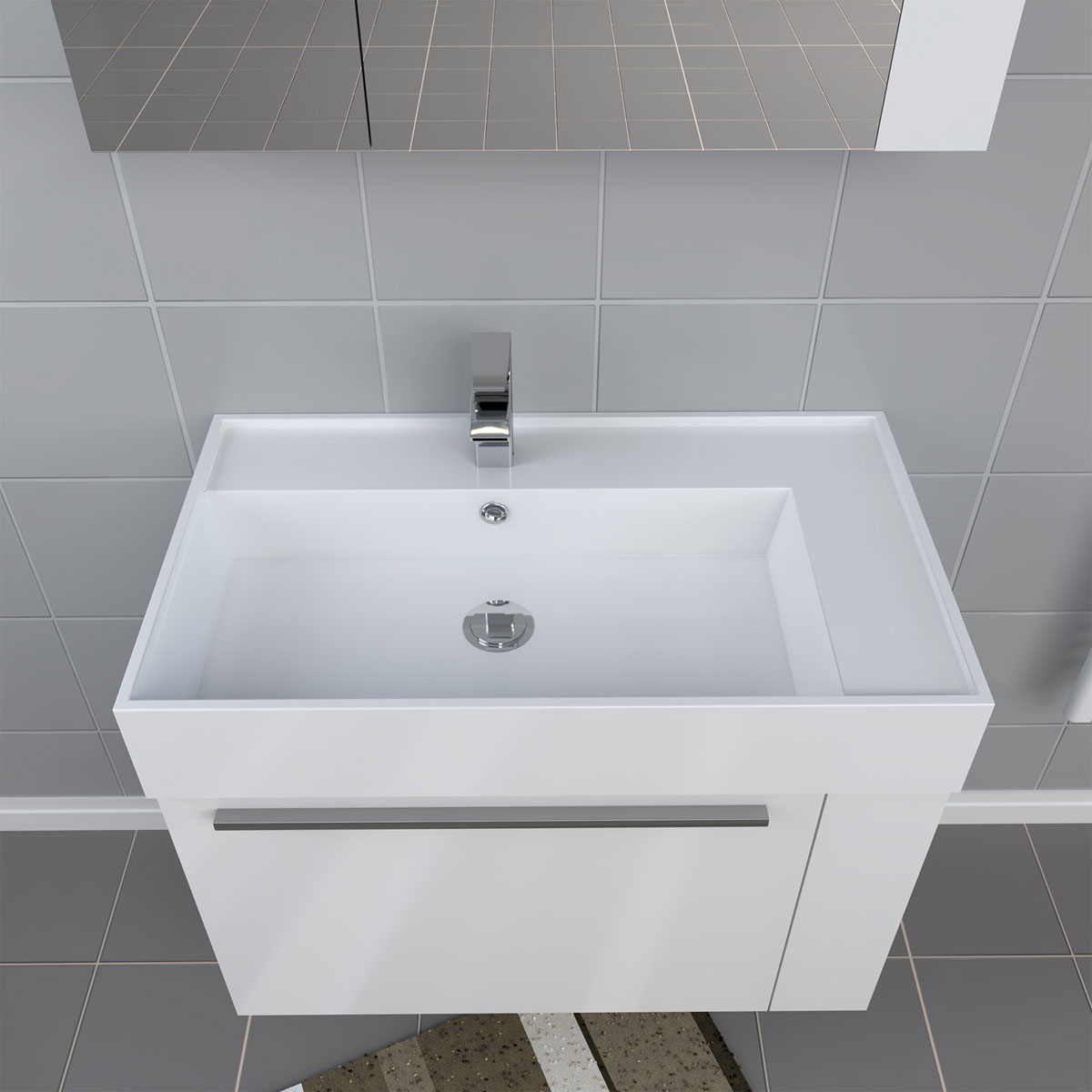 Progetto Idea Stella Badmöbel DOMUS 80 weiß mit Spiegelschrank und Lampe Bild 4