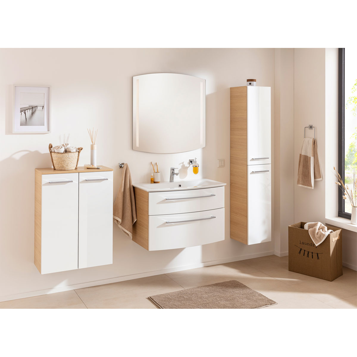 Fackelmann  Waschtisch-Set B.Style 832 x 543 x 478 mm Sandeiche/Weiß Bild 7