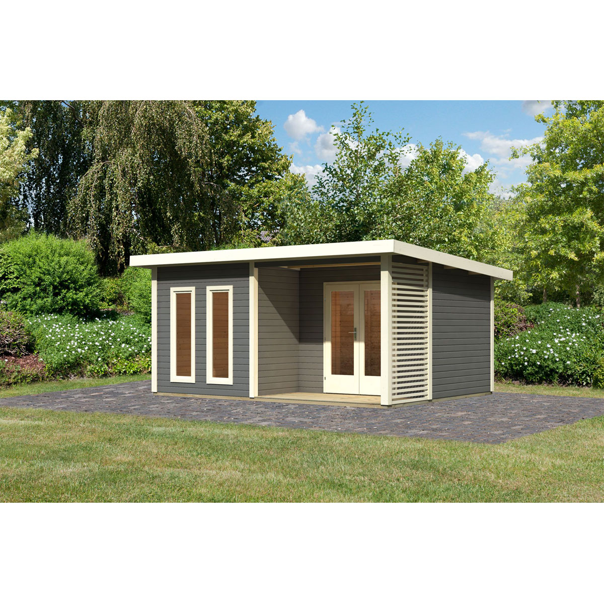 Karibu  Blockbohlenhaus Radeburg 5 terragrau