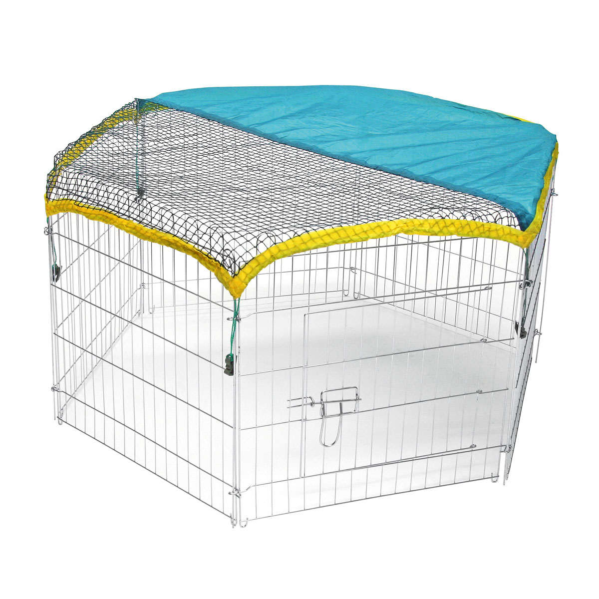 Freigehege mit Abdecknetz 6-eck