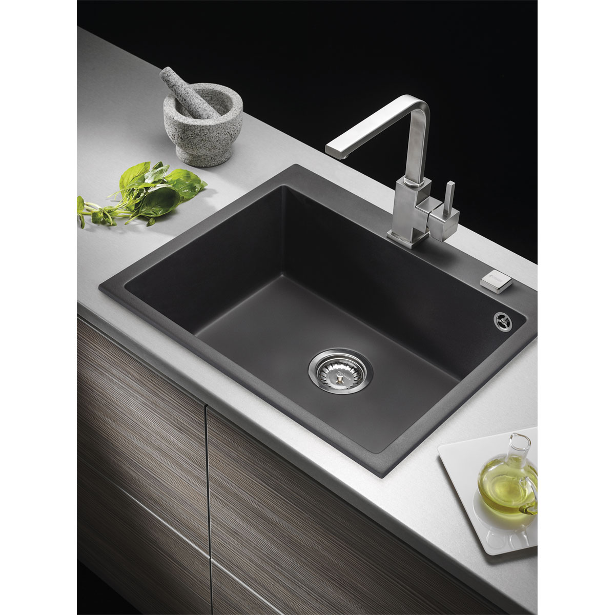 Pyramis  Einbauspuele ISTROS 61 x 50 cm 1B Granit Carbon Bild 3