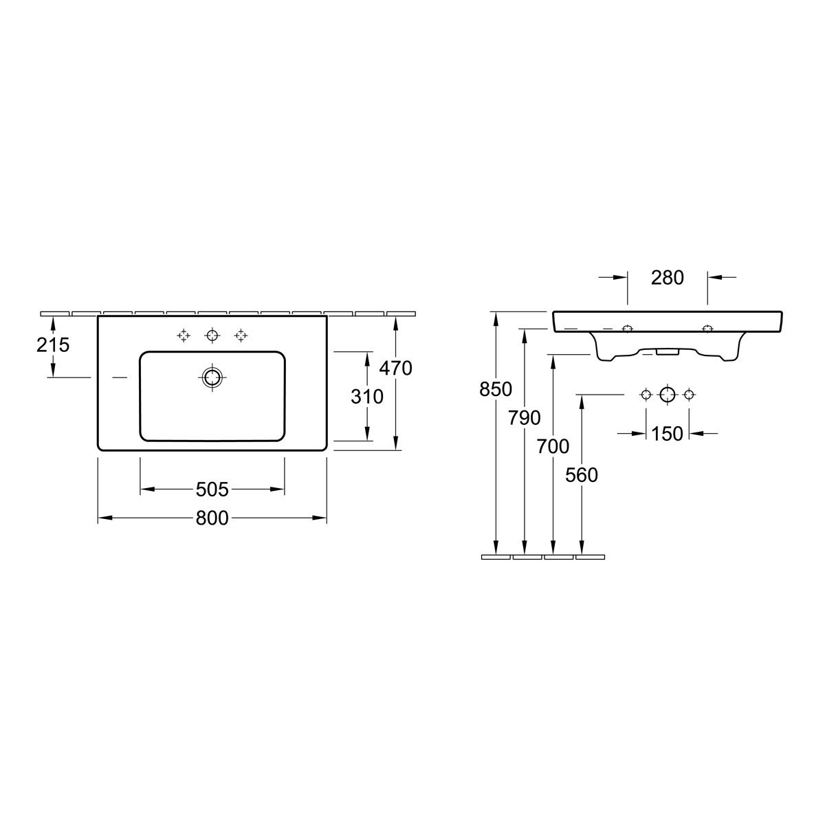 Villeroy & Boch Waschbecken Subway 2.0 80 cm mit passendem  