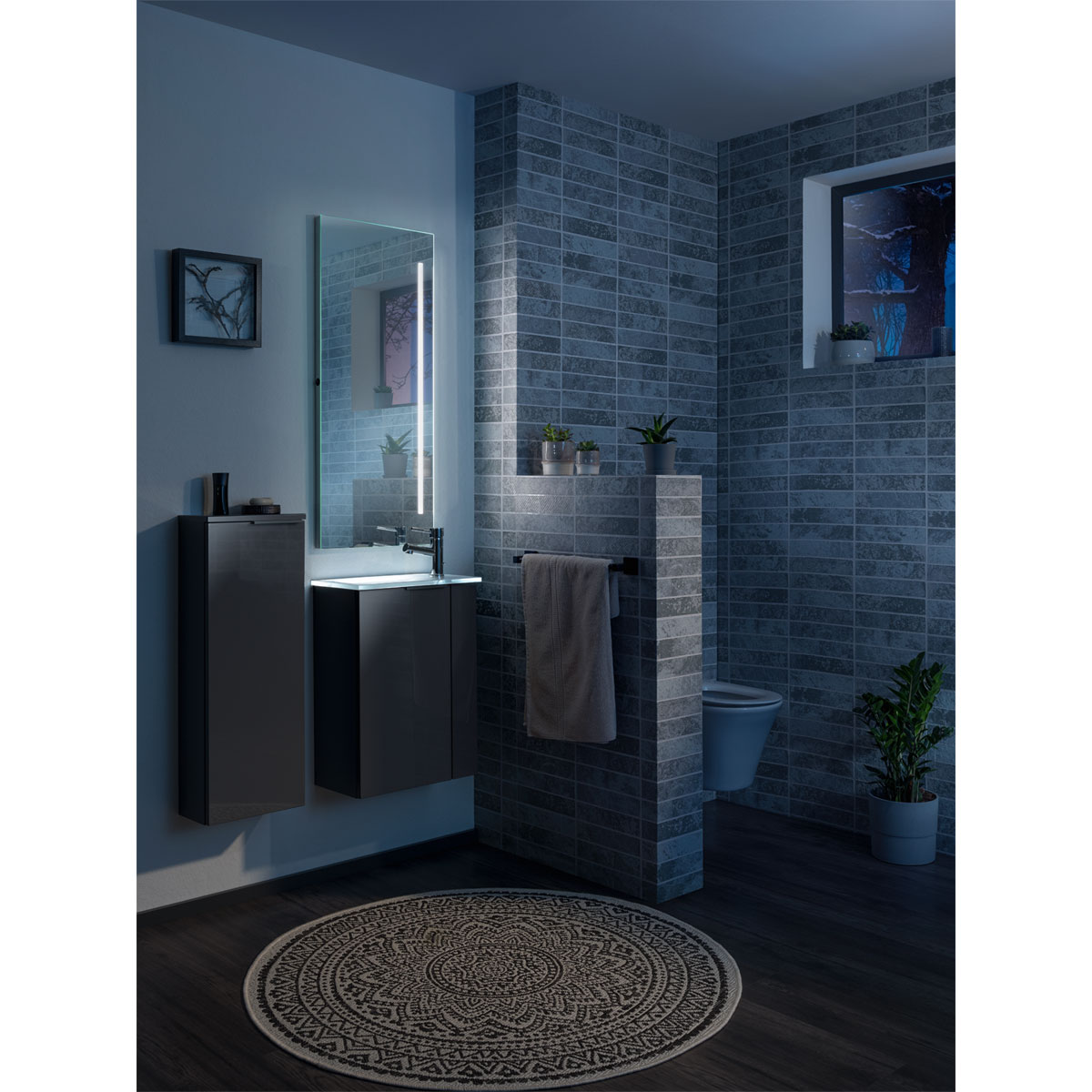 Fackelmann  Gäste-WC Waschtischunterschrank links SBC 440 x 600 x 243 mm anthrazit Bild 7