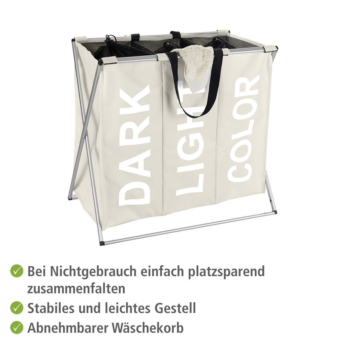 Wenko Wäschesammler Trio beige 130 l Bild 3