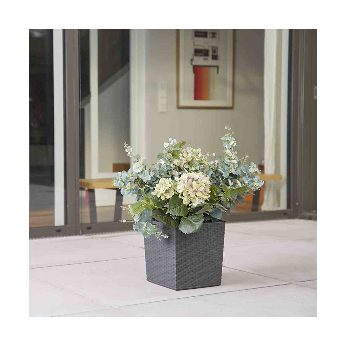 Siena Garden Pflanzgefäß Marle 25 x 25 x 26 cm graphit Rattanoptik Bild 3