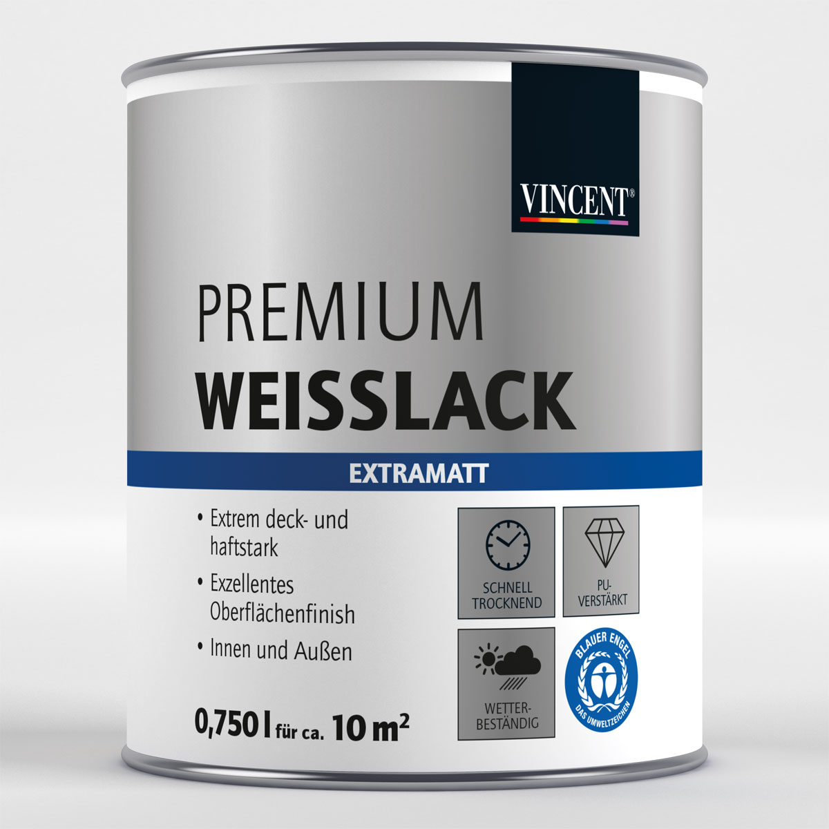 Vincent Premium Weißlack Brilliantweiß extramatt 2 L Vincent Premium Weißlack Brilliantweiß extramatt 2 L
