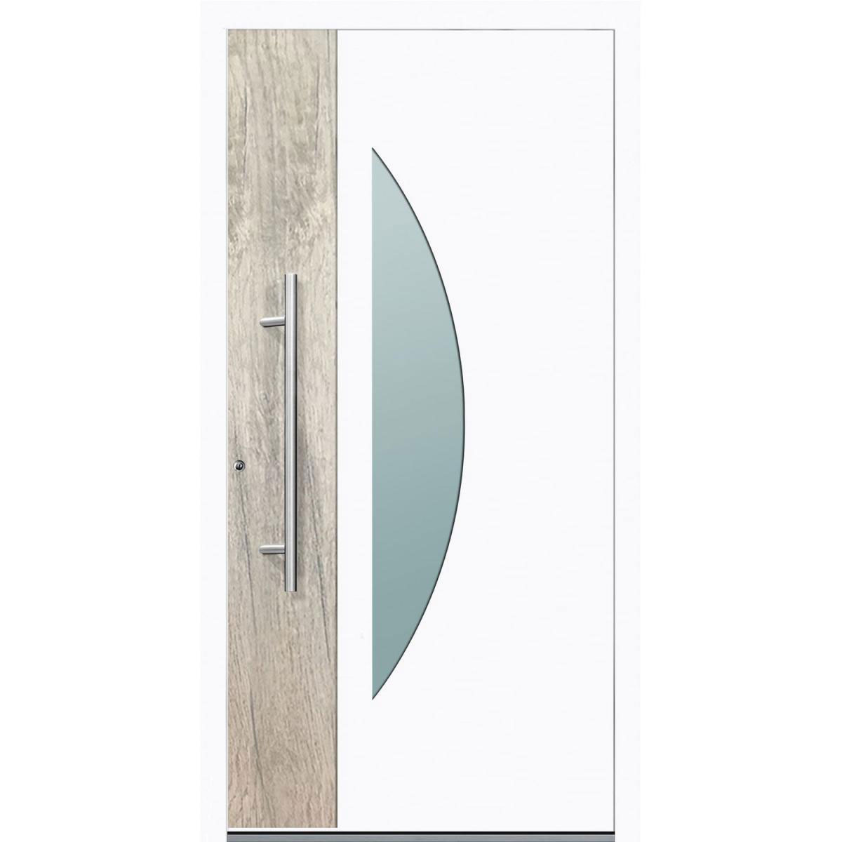Aluminium Sicherheits-Haustür Modena Exklusiv 75 mm weiß 100 x 210 cm Anschlag links inkl Griffset