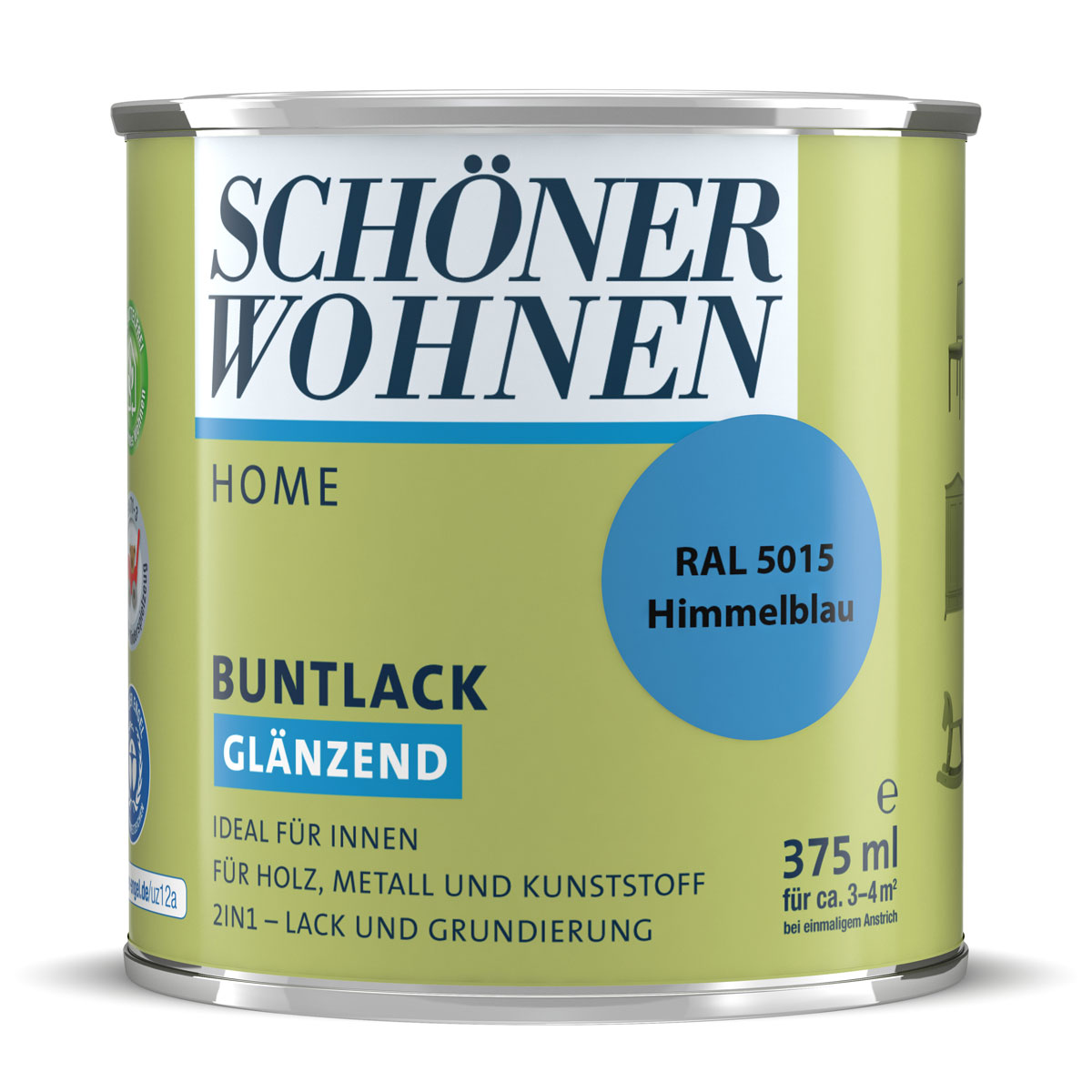 Schöner Wohnen Farbe Buntlack Home Himmelblau glänzend 375 ml