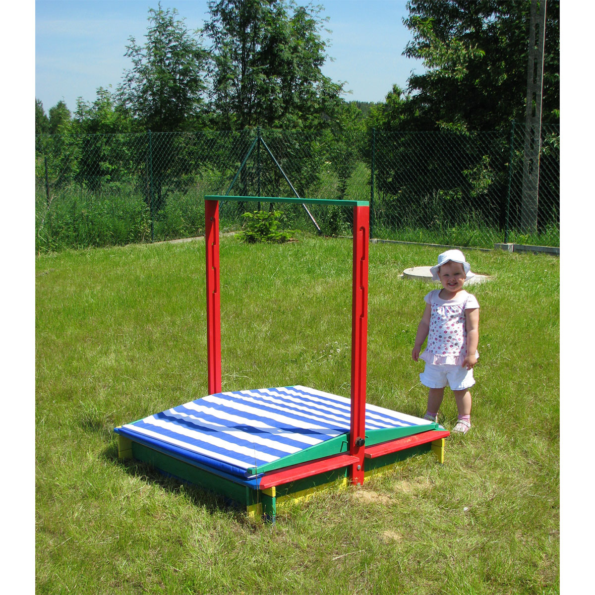 dobar Sandkasten mit Deckel 120 x 120 x 120 cm mehrfarbig Bild 2