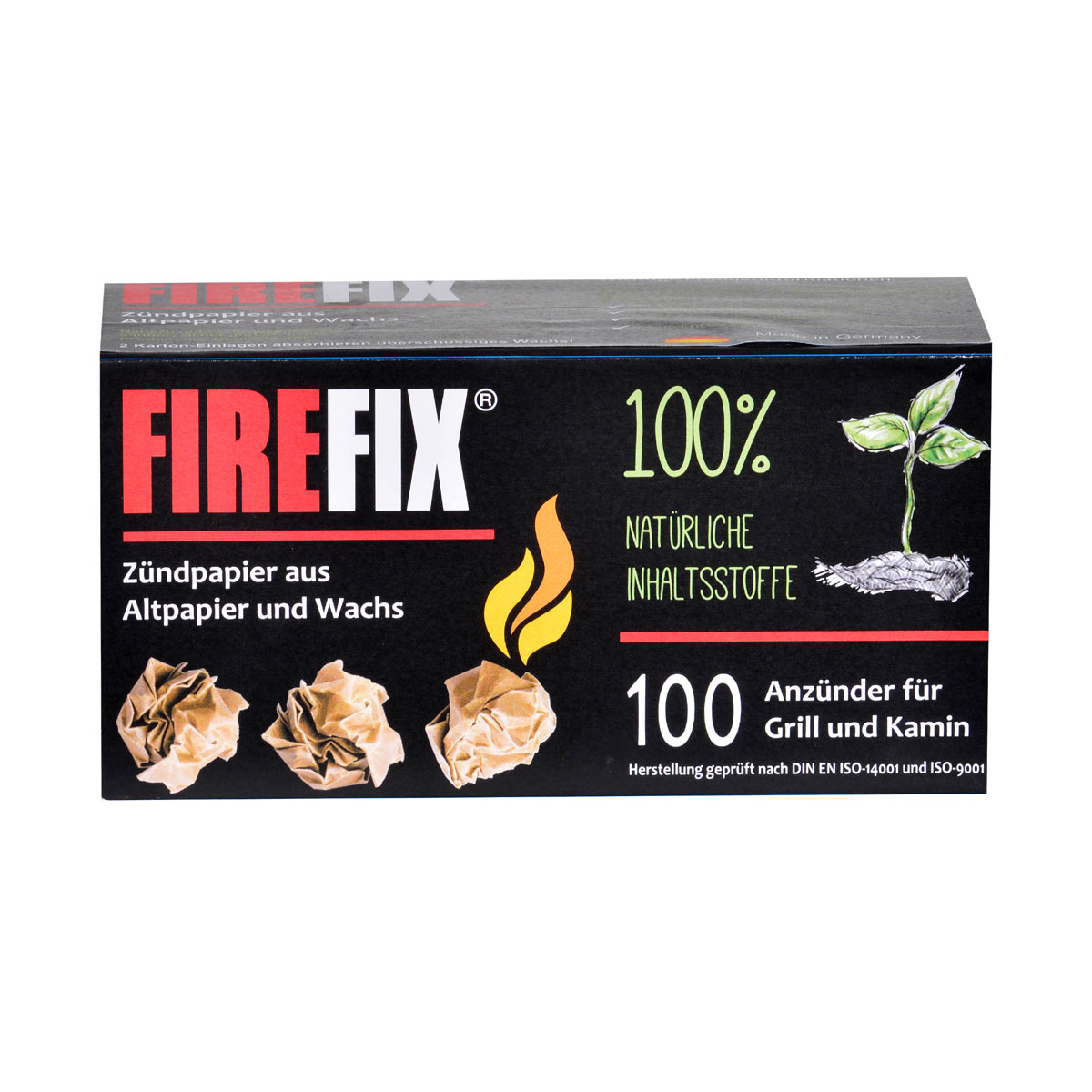 FIREFIX Anzündpapier 100 Stück aus Altpapier und Wachs