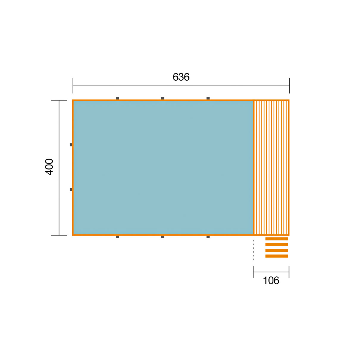 Weka Pool Rechteckig Größe 2 b 401,5 x 641,5 cm inkl Technikraum/Sonnendeck und FilteranlageFolie sand Bild 4