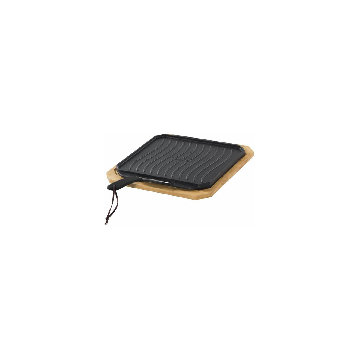 COZZE Steakpfanne gusseiserne Pfanne mit Servierbrett 33 x 33 cm wendbare mit glattern/gerilltem Boden