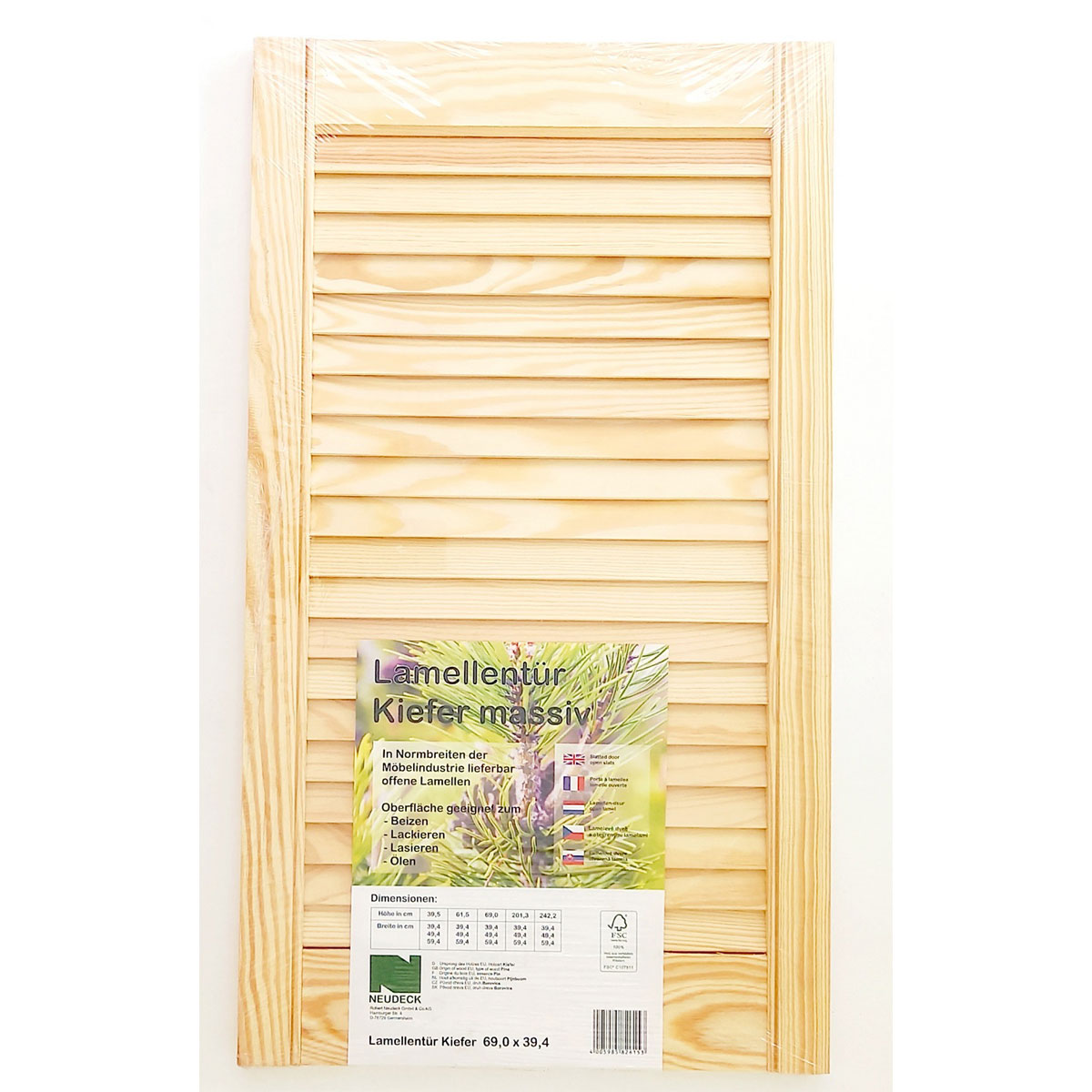Lamellentür 69,0 x 39,4 x 2 cm Kiefer massiv