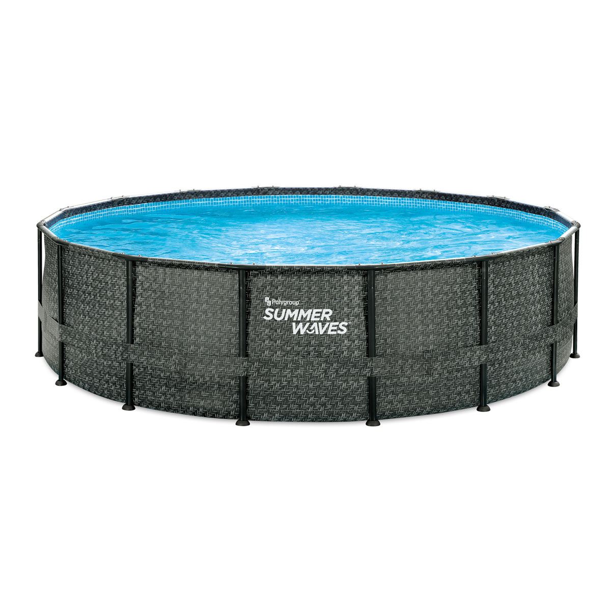 Summer Waves Elite Frame Pool 488x488x122cm Rattan Grau