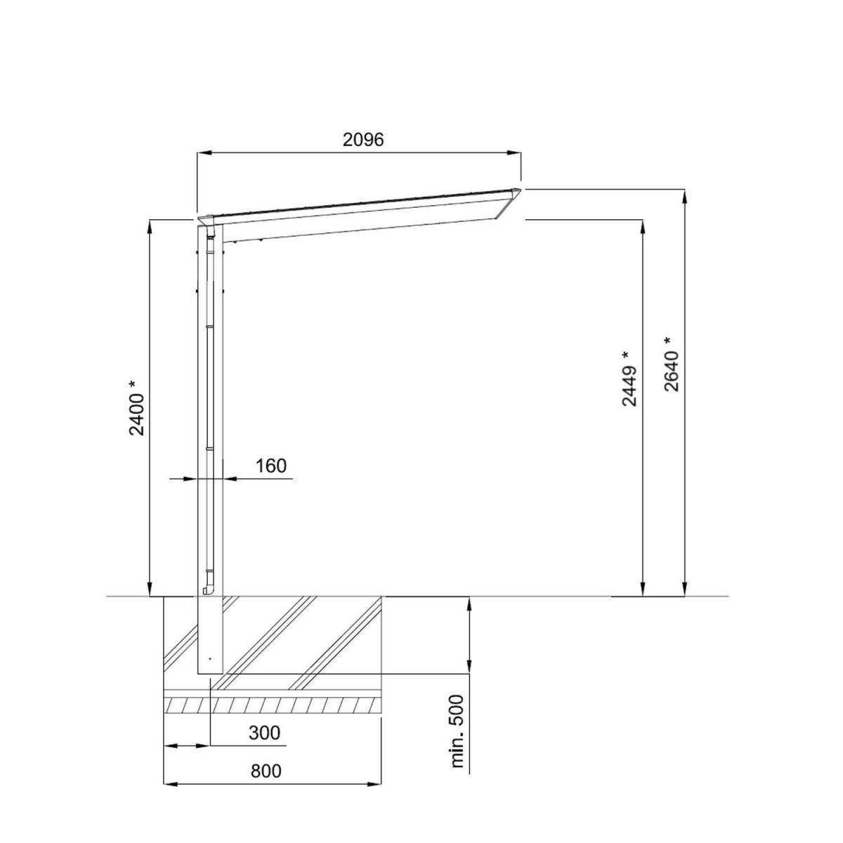 Ximax Carport Alu Smart Port 60 Mini LxB 2534 x 2096 mm Edelstahl-Look Bild 2