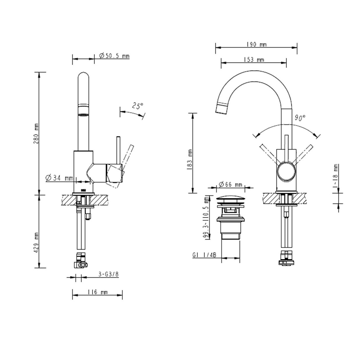 Lenz  Waschtischarmatur BOW² Niederdruck chrom Bild 2