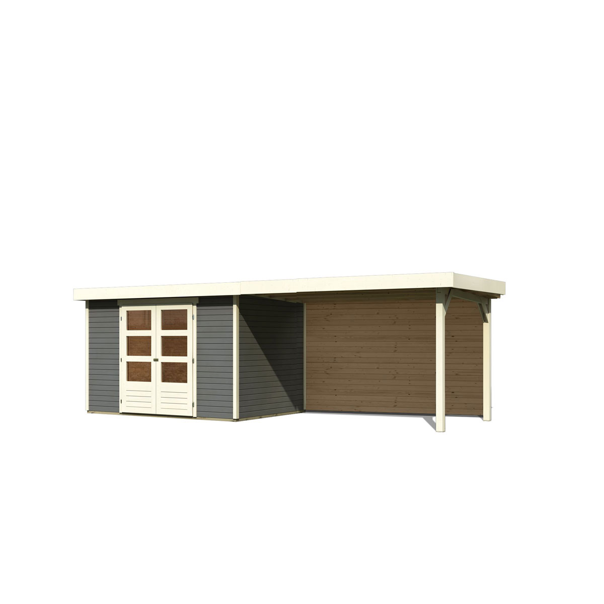 Karibu BBH Askola 4 Set mit Anbaudach terragrau Bild 4