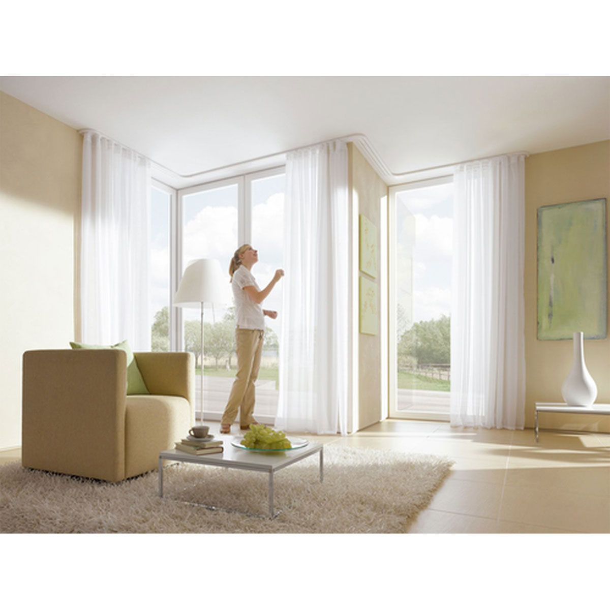 Gardinia Vorhangschiene GE2 150 cm mit Profil für Blendenbefestigung weiß Bild 5