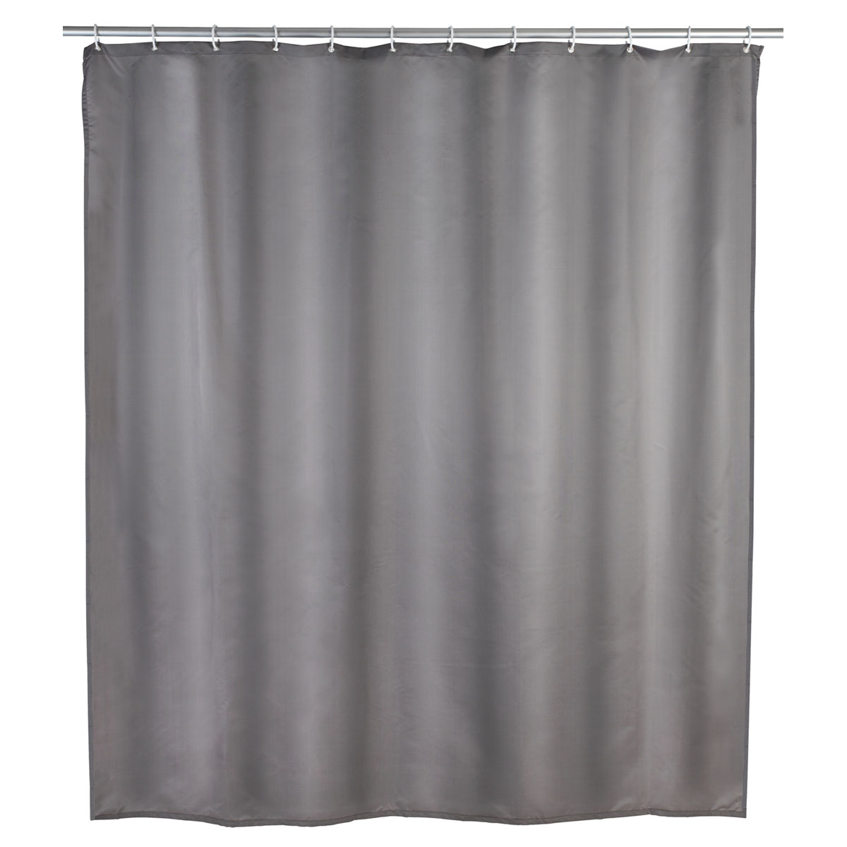 Wenko Anti-Schimmel Duschvorhang Uni Grey Textil Polyester 180 x 200 cm waschbar