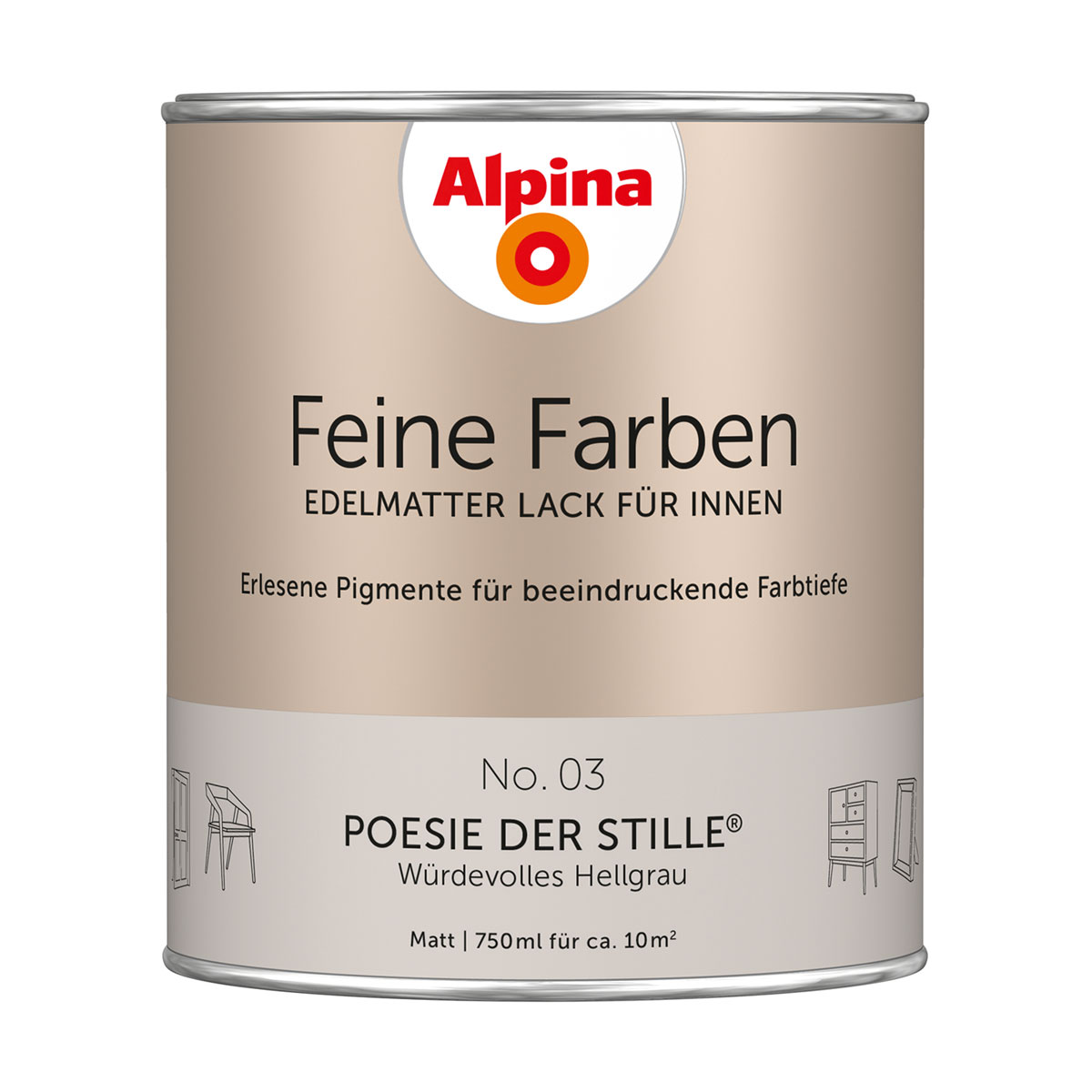 Alpina Buntlack Feine Farben Lack No 03 Poesie der Stille edelmatt 750ml