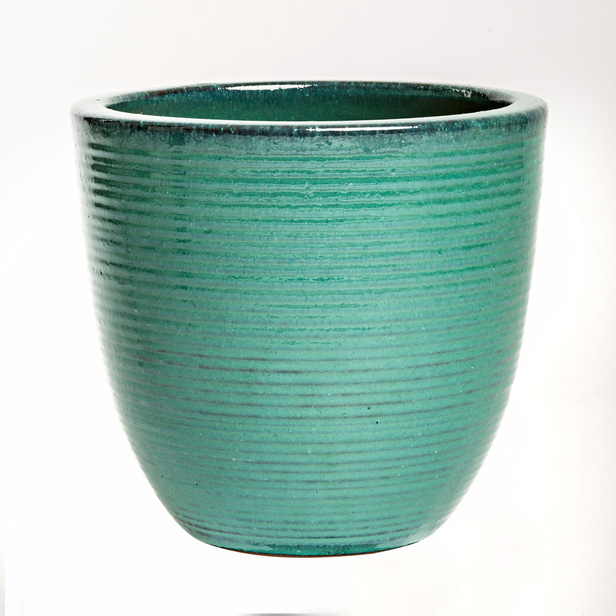 Haveson Pflanztopf Feine Rille türkis glasiert Durchmesser 34 x 32 cm Bild 1