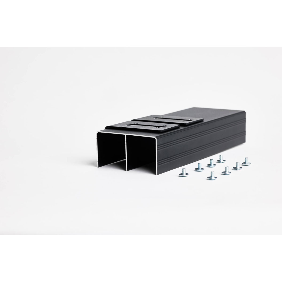 Hibitaro Winkel zur Wandmontage für Bodensysteme 2er Set für 2-läufige Schiene Schwarz Rau
