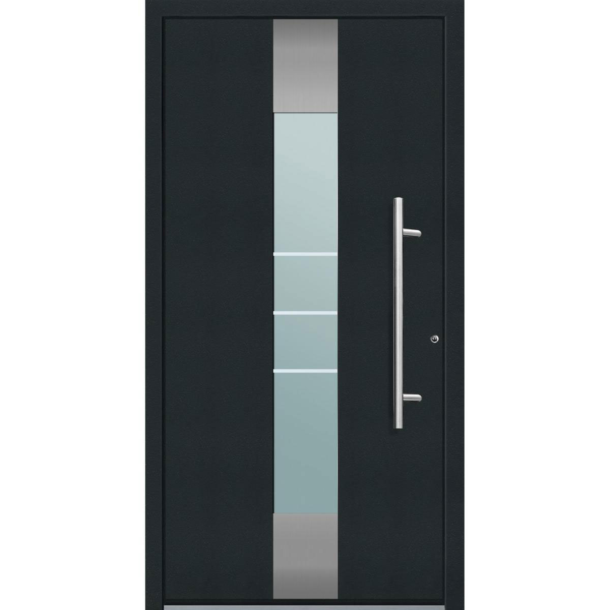 Aluminium Sicherheits-Haustür Catania Superior 60 mm anthrazit 110 x 210 cm Anschlag rechts inkl Griffset