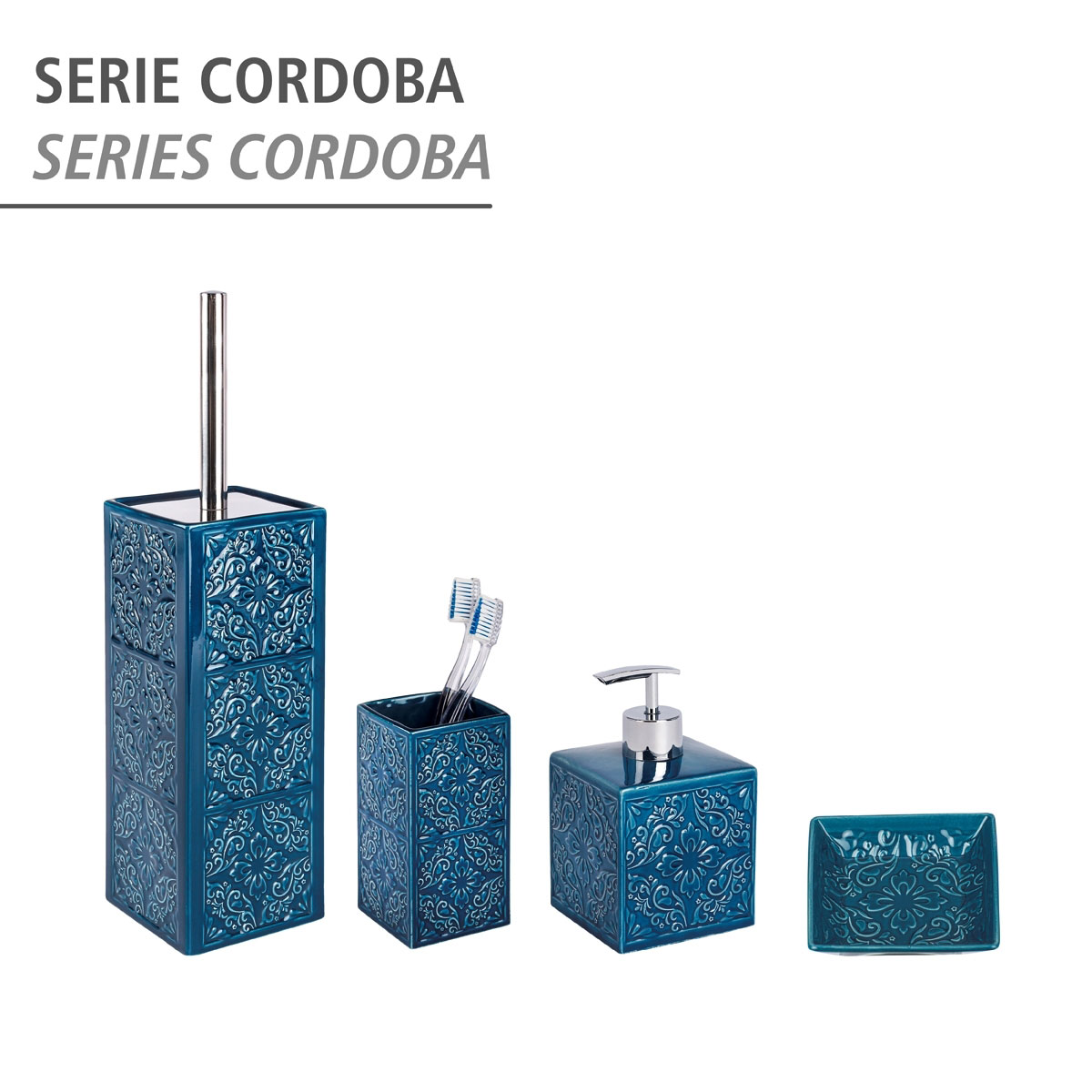 Wenko WC-Garnitur Cordoba Blau Keramik | 514464