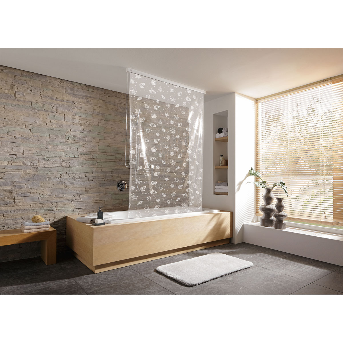 Kleine Wolke Duschrollo 128 x 240 cm schneeweiß