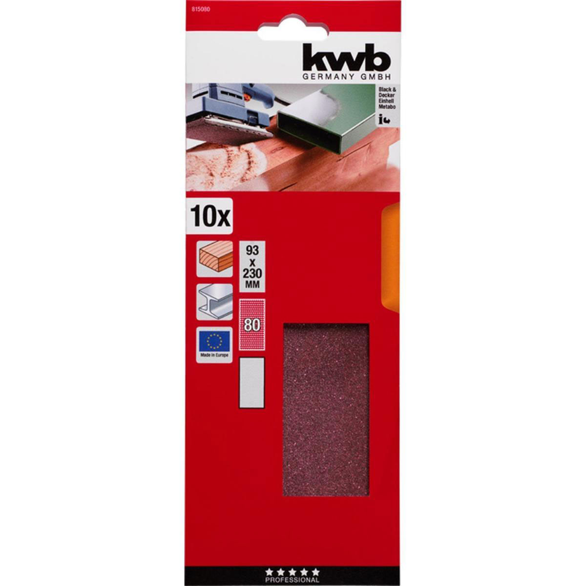 kwb  Schleifstreifen Holz und Metall 93 x 230 mm K80 Bild 2