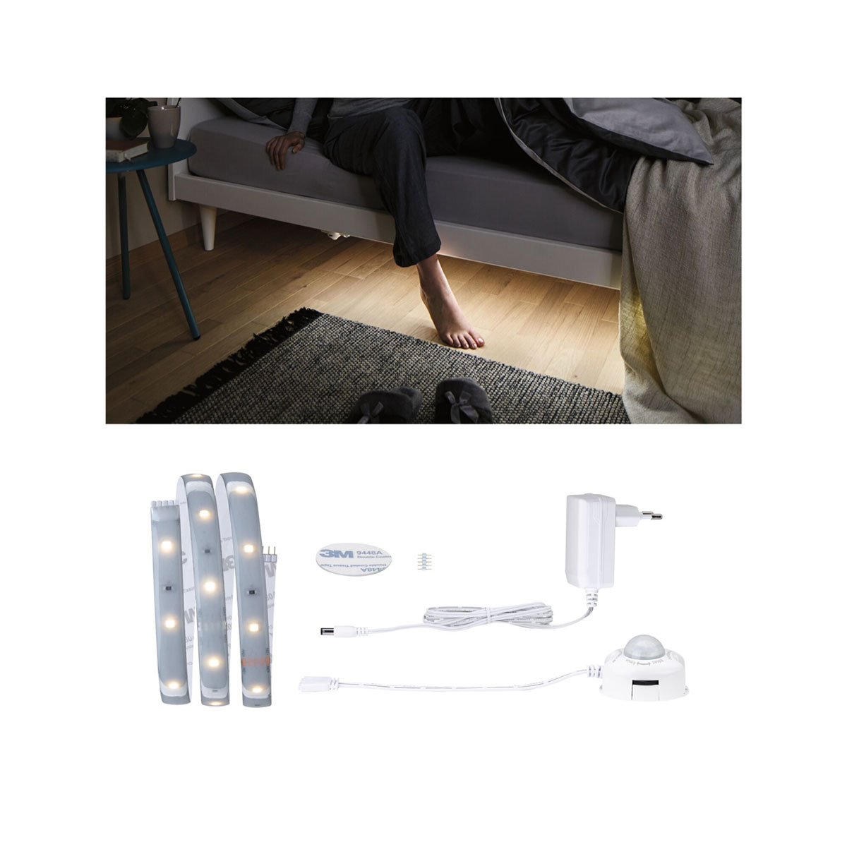 Paulmann Strip Set Night Comfort MaxLED 250 für Einzelbett 1 m 4 Watt silber