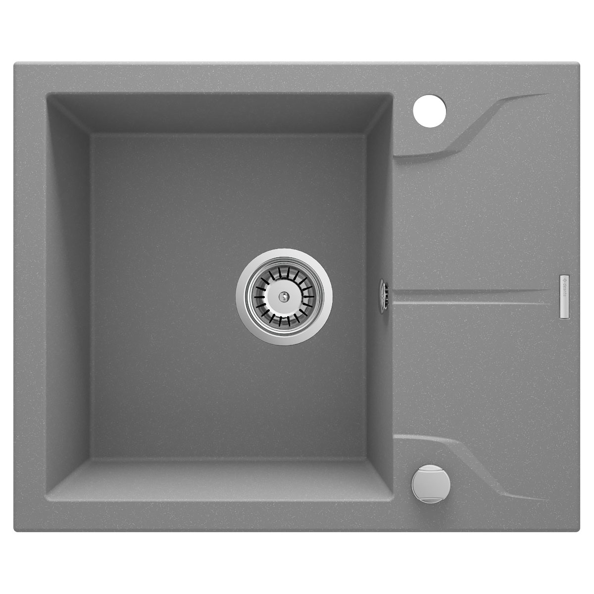deante 1 Becken Granitspüle ANDANTE mit kurzer Abtropffläche grau metallic