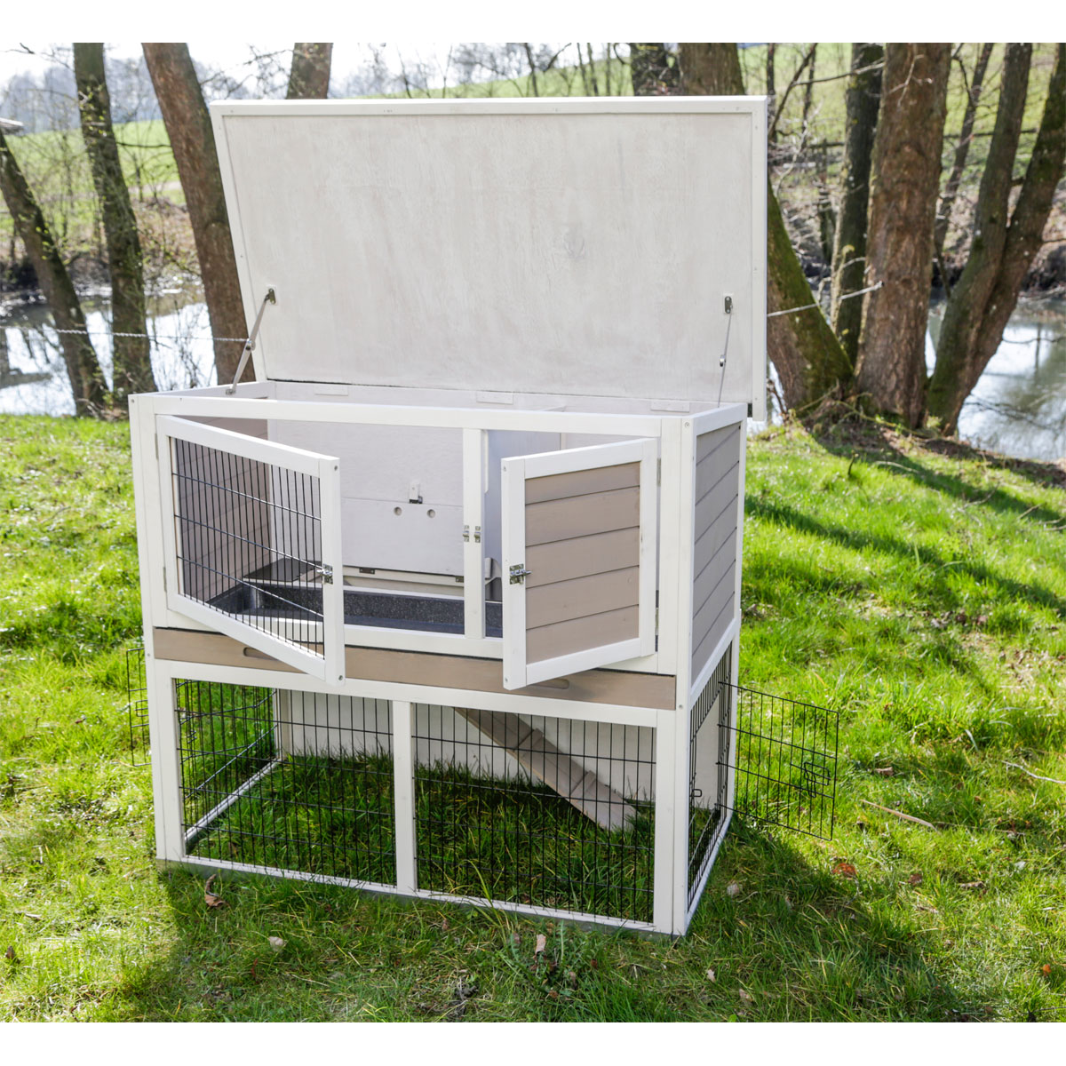 Kleintierstall Lucky 115 x 100 x 65 cm weiß-braun Bild 10