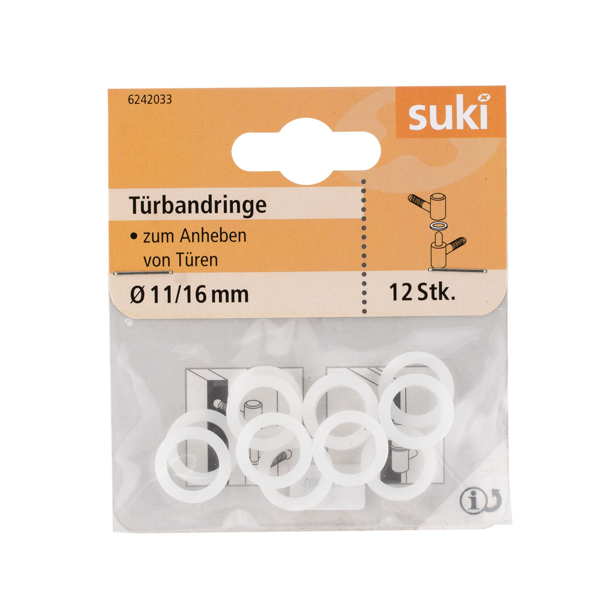 Suki Türbandring Kunststoff Durchmesser 11x Durchmesser 16 x 2 cm 12 Stück