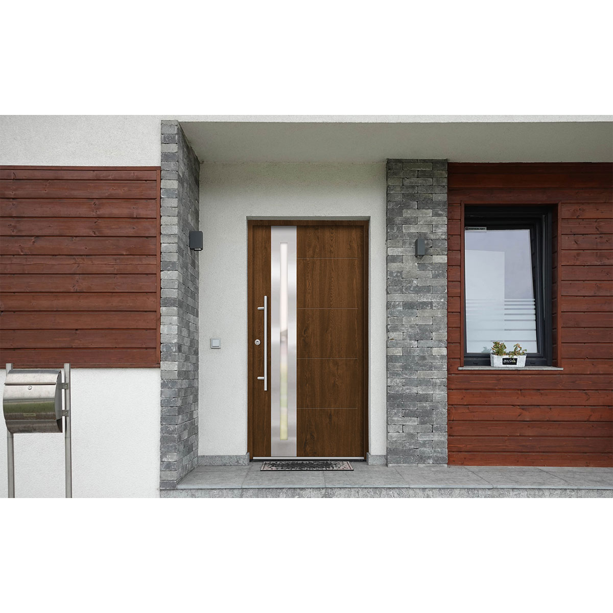 SplenDoor  Premium-Haustür Passivedoor Eksjo RC2 energiesparend einbruchsicher nussbausm 100 x 200 cm links Bild 2
