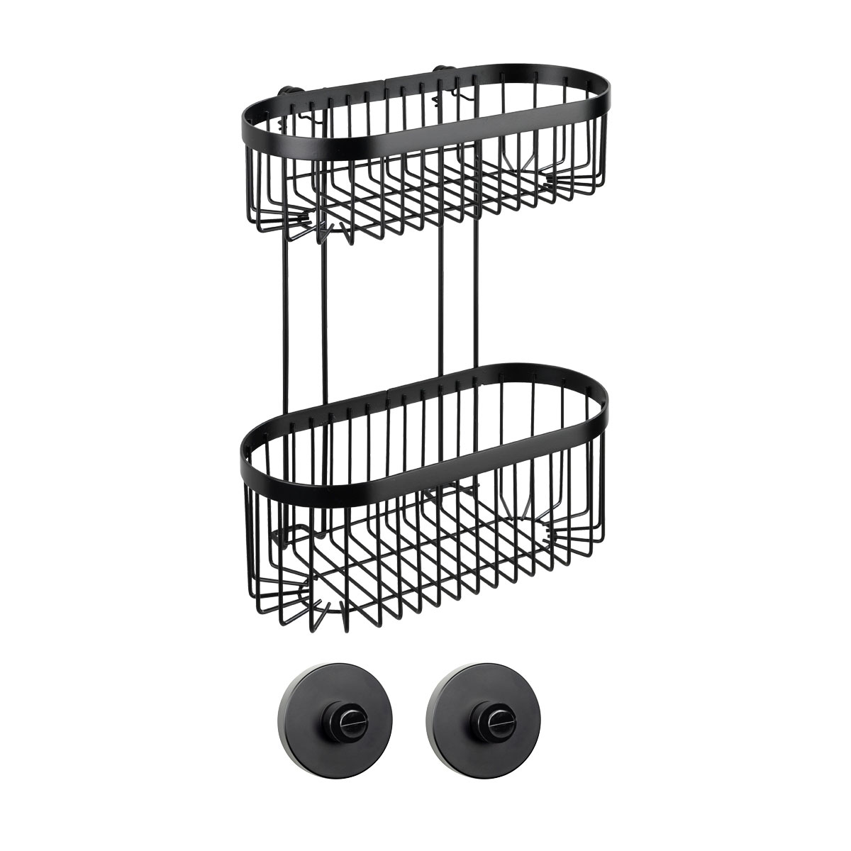 Wenko Wandregal 2 Etagen Classic Plus Black mit Vacuum-Loc Adapter Befestigen ohne bohren