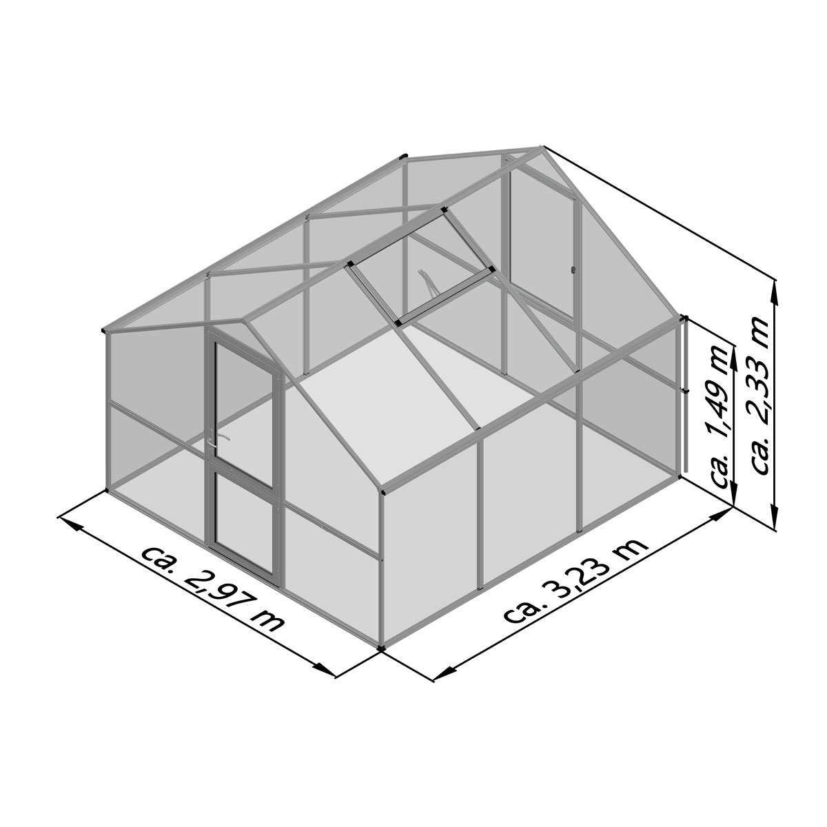 KGT Gewächshaus Orchidee III 9,6m² silber Bild 8
