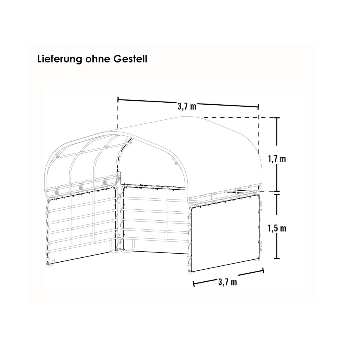 ShelterLogic Weidezelt Seitenverkleidung ohne Stahlgestell 370x150cm Grün Bild 11