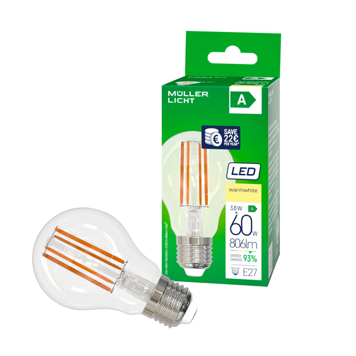 Retro LED Birne EEK A E27E27 60W 806lm 2700K Bild 2