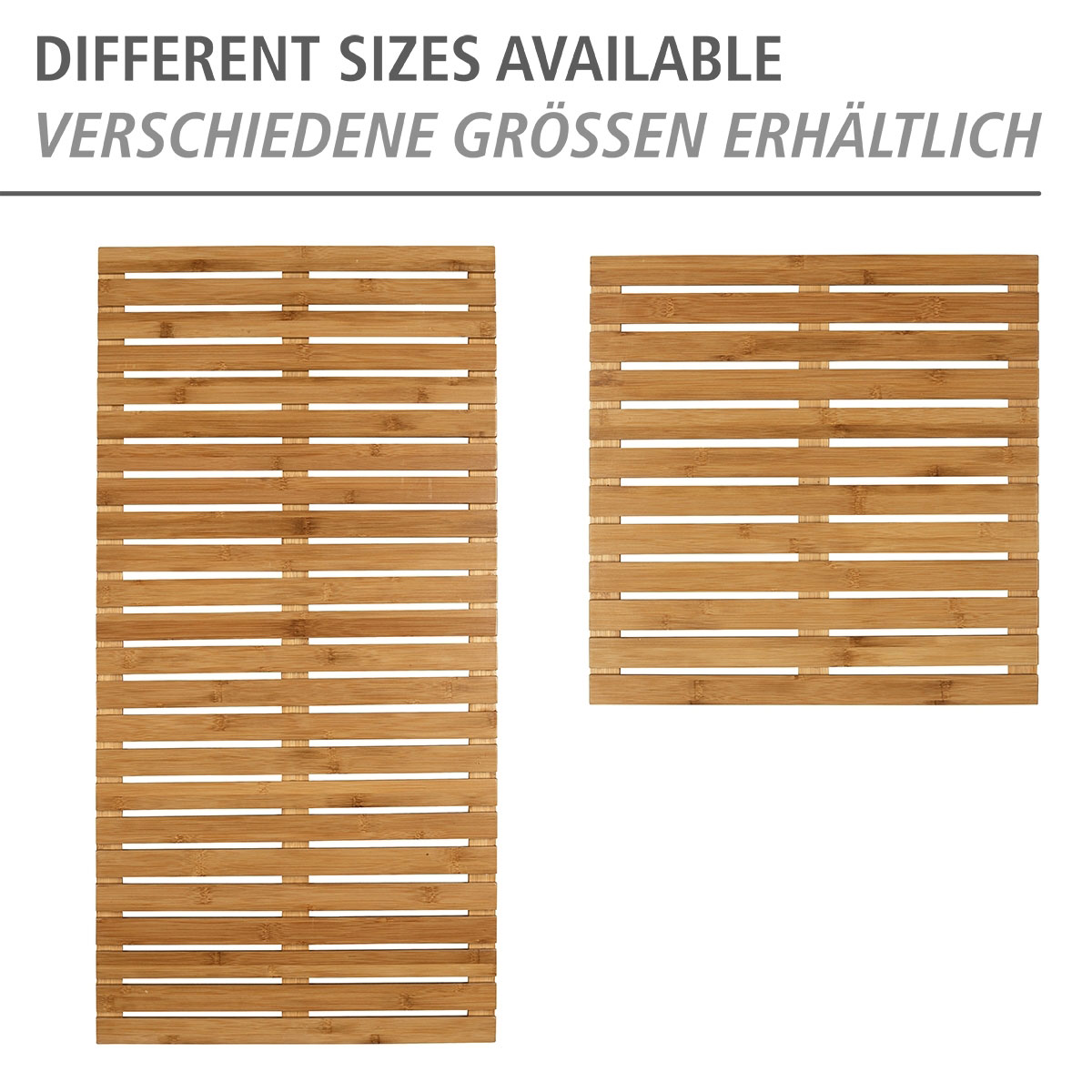 Wenko  Baderost Indoor und Outdoor Bambus 50 x 50 cm Badematte Bodenrost für Dusche Bad Pool mit rutschhemmender Unterseite Bild 5