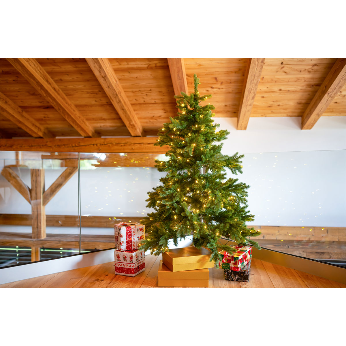 Künstlicher Weihnachtsbaum Roswell Kiefer inkl. LEDs 150 cm Grün Bild 3