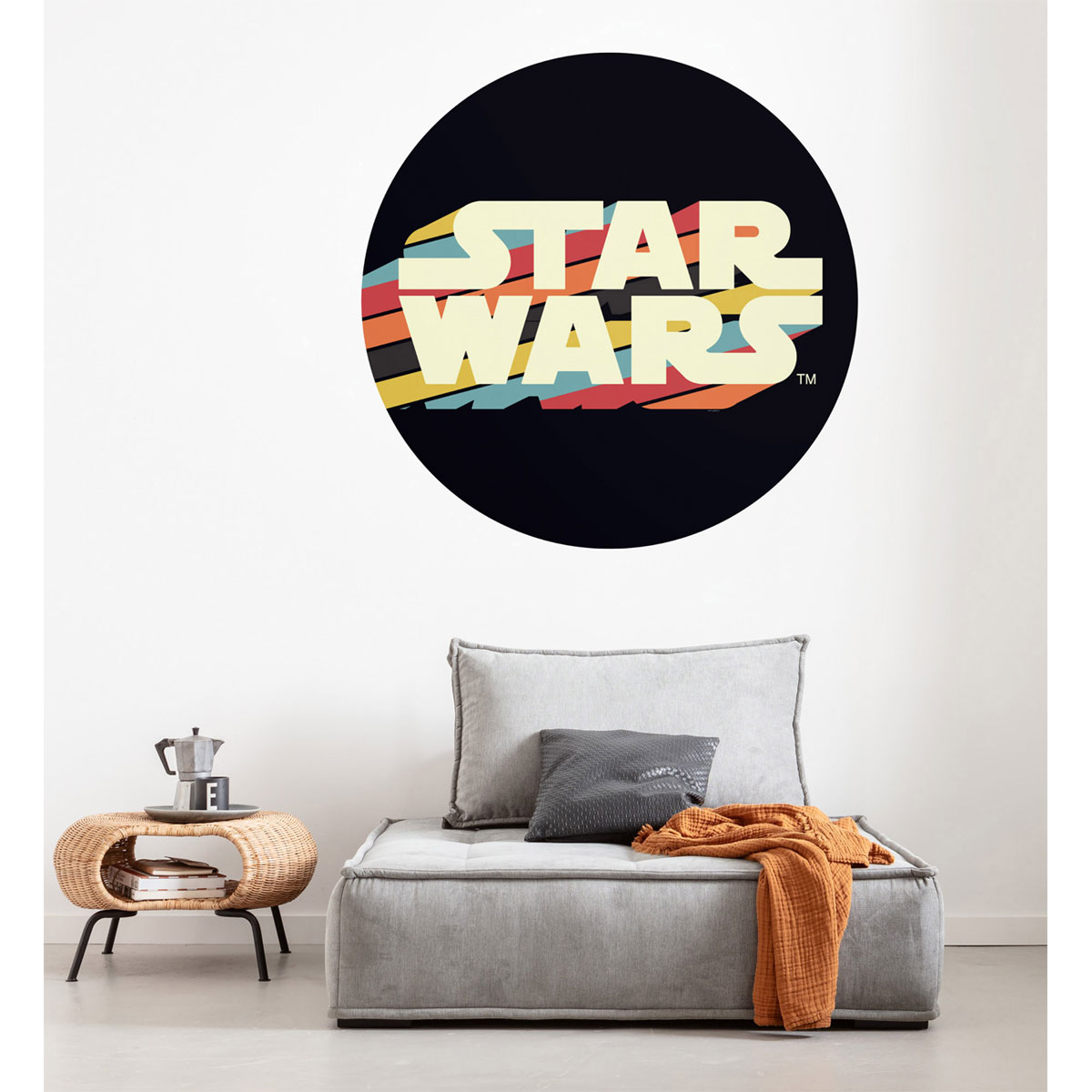 Komar Selbstklebende Vlies Fototapete rund Star Wars Typeface Durchmesser 125 cm